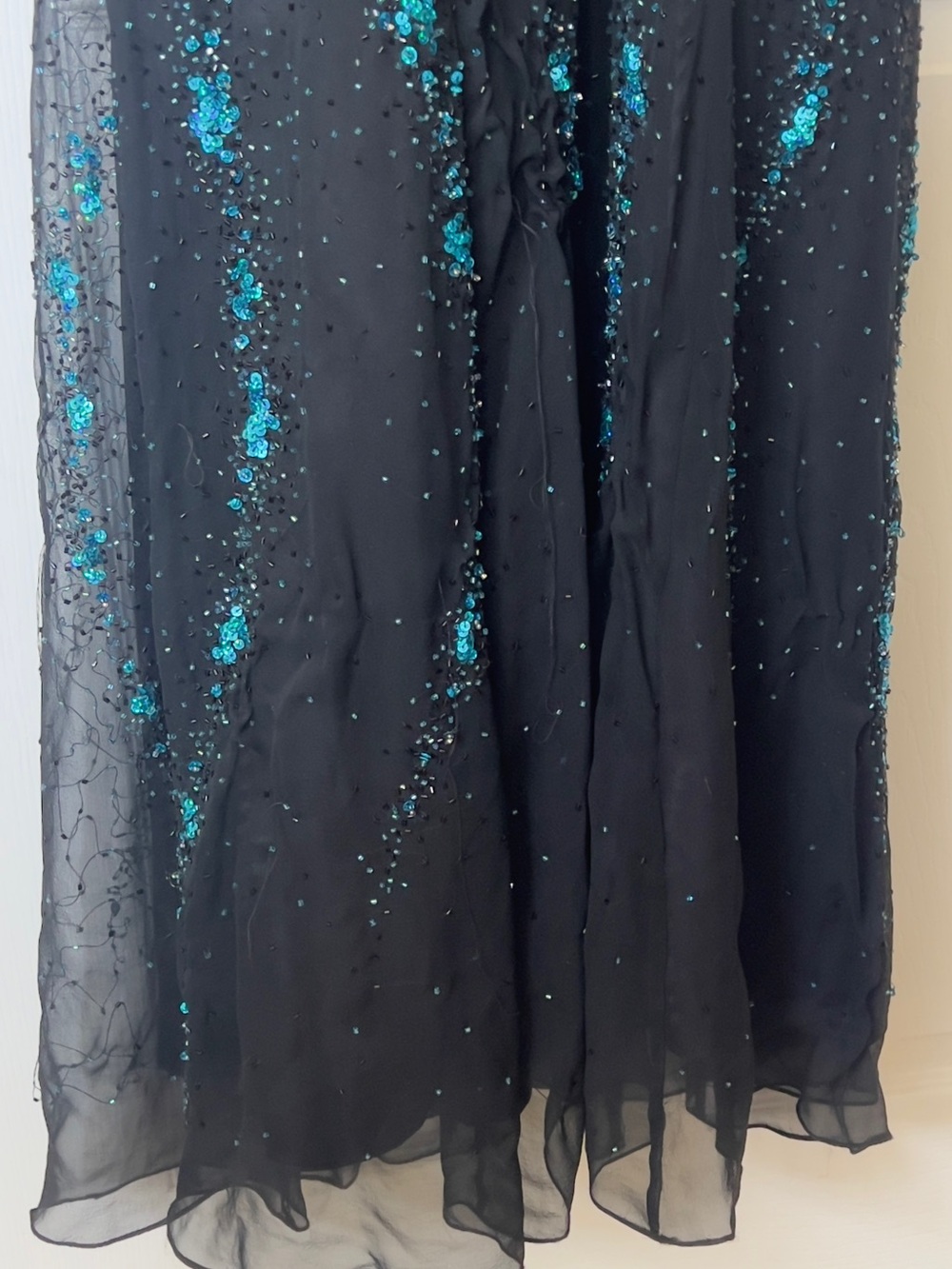 Tiffany Designs Halter Top Sheer Evening Dress 100% Silk Fully Sequined Sz 14 - Picture 5 of 14